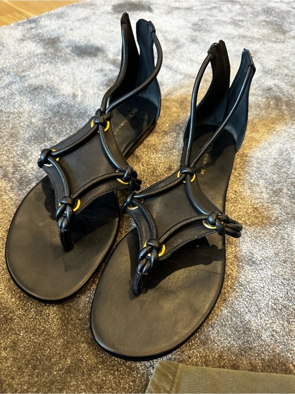 BCBG Black Women’s Leather Knot Sandals